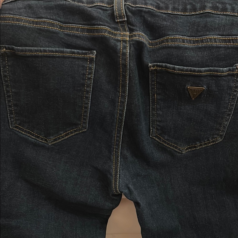 Guess Power Skinny Blue Denim Jeans with Contrast Stitching